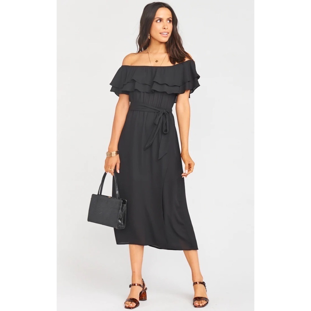 Show Me Your MuMu Black Off-Shoulder Midi Dress